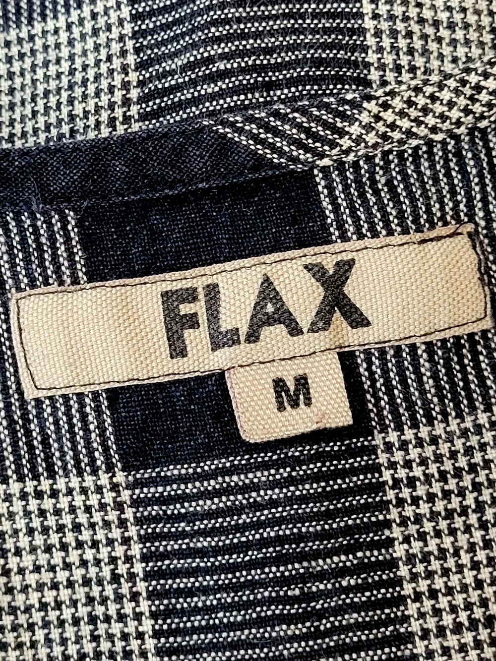 FLAX Oversized Linen Vest Black Taupe Plaid Medium - Picture 6 of 9